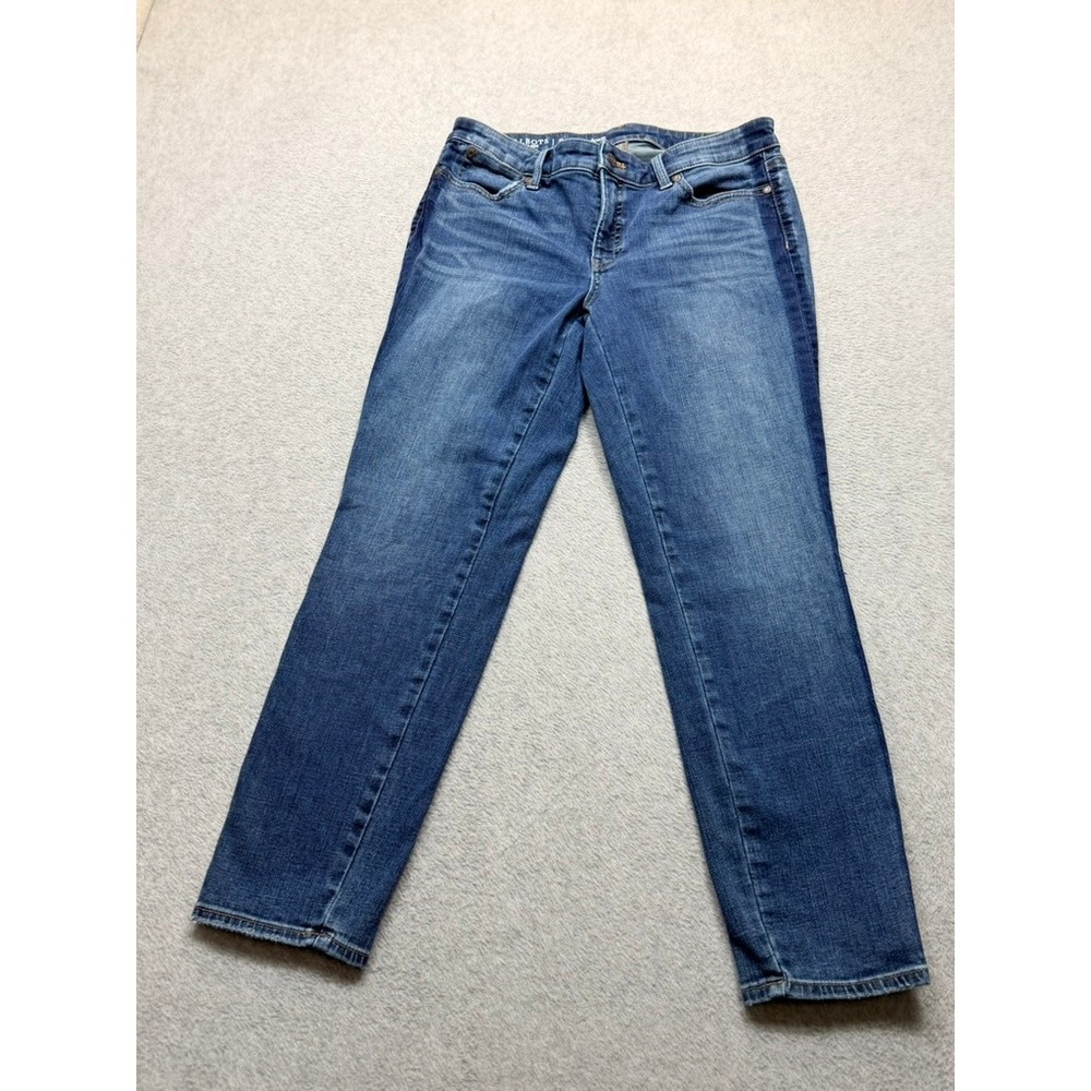 Talbots Slim Ankle Jeans Womens 4 Medium Wash Side Stripe Denim I-6-2(3345)